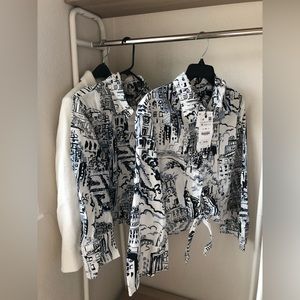 Zara printed shirt with tie knot